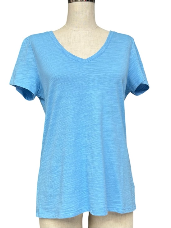 Talbots Tops - Talbots Light Blue Slub Knit V-Neck Short Sleeve Tee Medium